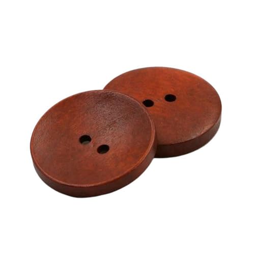 10mm-38mm runde Holzknöpfe Hemdmantelknöpfe Kleidungsknöpfe, Zwei Löcher 1-roter Kaffee, 28mm-10Stk von Qgsaghty