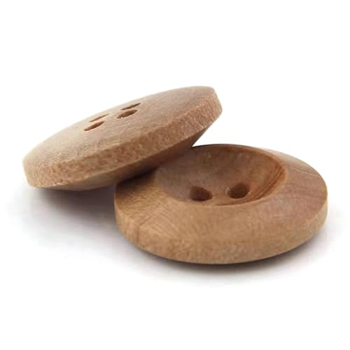 11,5mm/12,5mm/15mm/20mm/25mm Holzknöpfe, Vierloch-Hemdknöpfe, 50 Stück, 25mm von Qgsaghty