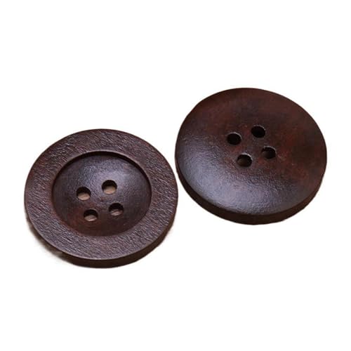 9mm-38mm runde Holzknöpfe für Herren und Damen, Kleidungsknöpfe, Hemdknöpfe, Typ 1 – intensiver Kaffee, 30mm – 10 Stück von Qgsaghty
