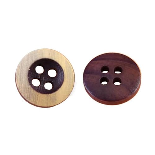 Damen-Hemdknöpfe, Kleidungsknöpfe, runde Knöpfe aus Holz, 2 vier Löcher-lila, 11mm-20Stk von Qgsaghty