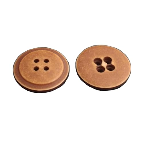 Rötlich-brauner Harzknopf mit vier Löchern, Gelb, 18mm 5 Stück von Qgsaghty