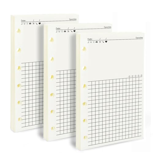 (Set mit 270 Blatt) A7 Milch Nachfüllpapier, Mini Binder Nachfüllpackungen, 6-Loch Loseblattpapier für A7 Budget Planner Journals Notebook von Qhcausuk