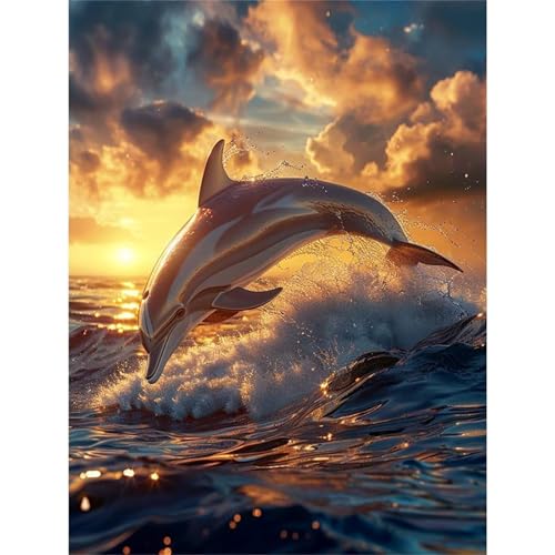 QiHon 5D Diamant Painting Bilder Erwachsene Sonnenuntergangsdelfin, Diamond Painting für Anfänger, DIY Round Full Drill Strass Diamant Stickerei Kunst Bilder für Wand Dekoration Geschenke 60x80 cm QiHon 5D Diamant Painting Bilder Erwachsene Sonnenuntergangsdelfin, Diamond Painting für Anfänger, DIY Round Full Drill Strass Diamant Stickerei Kunst Bilder für Wand Dekoration Geschenke 60x80 cm von QiHon