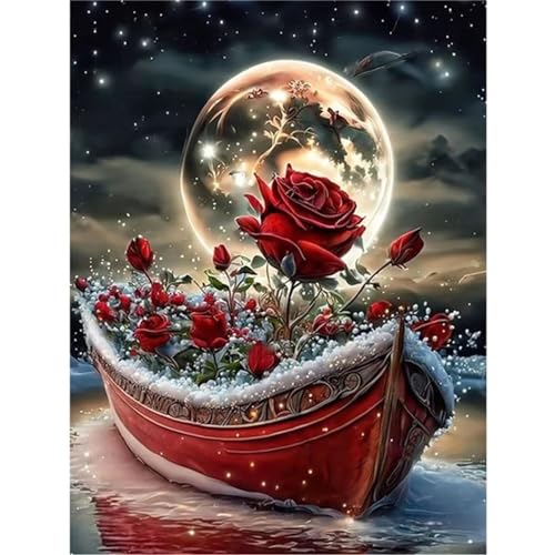 QiHon Diamond Painting Bilder DIY 5D Diamond Painting Kits for Adults Kids Beginners Full Drill Boot Mit Roter Rose Diamond Cross Stickerei Malerei Set for Home Wall Decor 50x70cm QiHon Diamond Painting Bilder DIY 5D Diamond Painting Kits for Adults Kids Beginners Full Drill Boot Mit Roter Rose Diamond Cross Stickerei Malerei Set for Home Wall Decor 50x70cm von QiHon