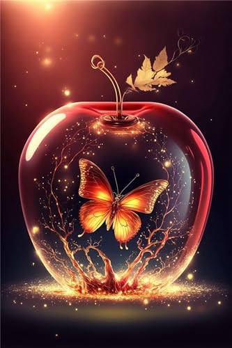 QiHon Diamond Painting Erwachsene und Kinder 5D Diamant Painting Bilder Schmetterling Mit Roten Früchten Set DIY Diamant Crystal Arts Craft Cross Stickerei Malerei Kits Home Wand Décor 40x50cm von QiHon