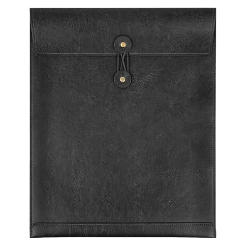 Qixin Black A4 PU -Lederdatei -Ordner für Dokumente, wichtiger privater Dateiorganisator mit String -Krawatte, Laptop -Hülle -Notebook -Hülle, Leder -Portfolio -Binderumschläge, Anmeldungsordner 1PC von QiXin