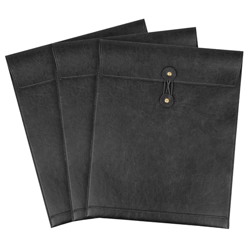 Qixin Black A4 PU Lederdatei Ordner für Dokumente, wichtiger privater Dateiorganisator mit String Krawatte, Laptop Hülle Notebook Hülle, Leder Portfolio Binderumschläge, Anmeldungsordner 3PCS Qixin Black A4 PU Lederdatei Ordner für Dokumente, wichtiger privater Dateiorganisator mit String Krawatte, Laptop Hülle Notebook Hülle, Leder Portfolio Binderumschläge, Anmeldungsordner 3PCS von QiXin
