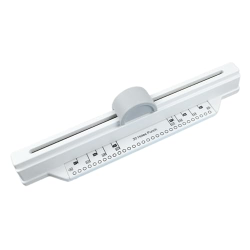 Qianly 30-Loch-Locher, 5 Blatt Kapazität, multifunktionaler Schreibtisch, 9,5 mm Abstand, handgeschobene Desktop-Lochtasche für DIY-Bastelarbeiten, Weiß von Qialexicon