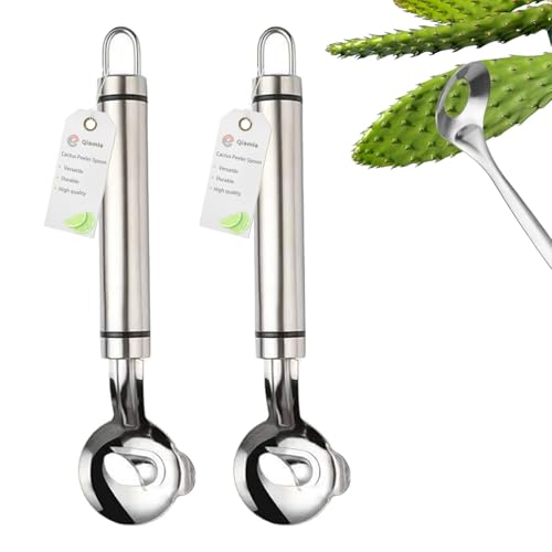 Pelador De Nopales, Stainless Steel Cactus Peeler, Multi-function Cactus Peeler Spoon, Cooking Kitchen Gadgets (2PCS) von Qiamia