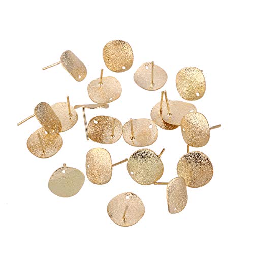 20 Stück Damen-Ohrringpfosten mit Löchern, rund, blanko, Legierung, flache Ohrpolster, Ohrringherstellung, Zubehör für Erwachsene, Ohrkomponenten, Schmuck, Dekoration, goldfarben von QianShi