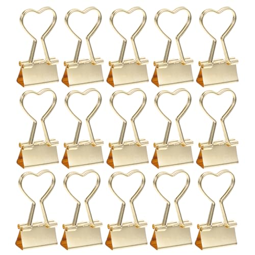 30 Stück rotgoldene Binder-Clips aus Metall, niedliches Herz, dekorative Büroklammern, Büroklammern, Lesezeichen für Briefe, Notizen, Rechnungen, Rechnungen, Büro, Zuhause, Schule, Schreibwaren von QianShi