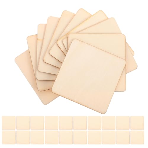 Holzquadrate zum Basteln, Weihnachten, unlackierte Holzausschnitte, kleine quadratische Scheiben, blanko Stücke für Heimwerker, Hochzeitsdekoration, Malerei, Gravur, Schnitzen, Beizen, Zubehör, 5 cm von QianShi