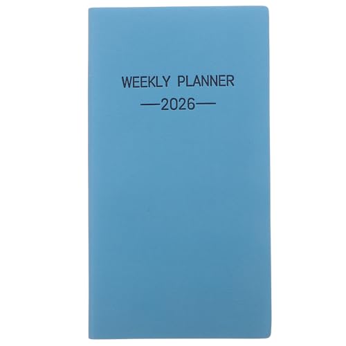 Wochenplaner, schmaler Kalender, A6, tragbarer Taschenplaner, Notizblock mit PU-Einband für Planung, Tagesplanung, Reise-Geldbörse, Heim-Organizer, Büro, Schulbedarf (Himmelblau) von QianShi