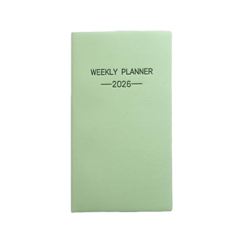 Wochenplaner, schmaler Kalender, A6, tragbarer Taschenplaner, Notizblock mit PU-Einband für Planung, Tagesplanung, Reise-Geldbörse, Zuhause, Organizer, Büro, Schulbedarf (grün) von QianShi