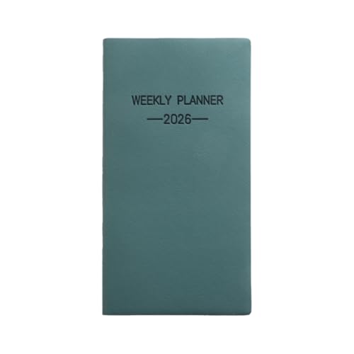 Wochenplaner, schmaler Kalender, A6, tragbarer Taschenplaner, Notizblock mit PU-Einband für Planung, Tagesplanung, Reisetasche, Organizer, Büro, Schulbedarf (Dunkelgrün) von QianShi
