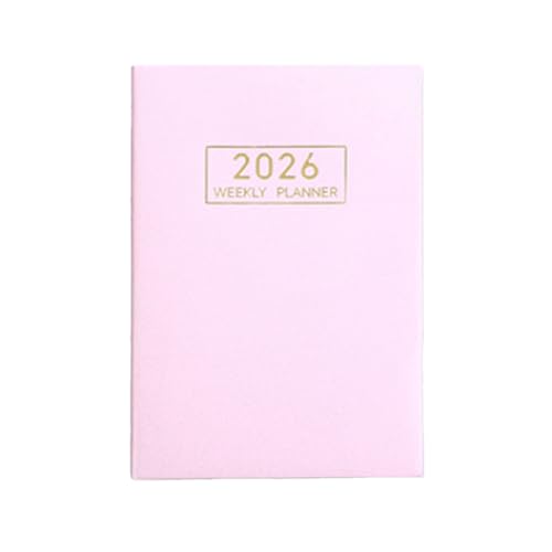 Wochenplaner-Notizbuch 2026, A5, 12-Monatskalender, PU-Einband, Monatsplaner, Notizblock für Studenten, Planung, Tagesplan, Büro, Schulbedarf, Reisen, Zuhause, Organizer (Rosa) von QianShi