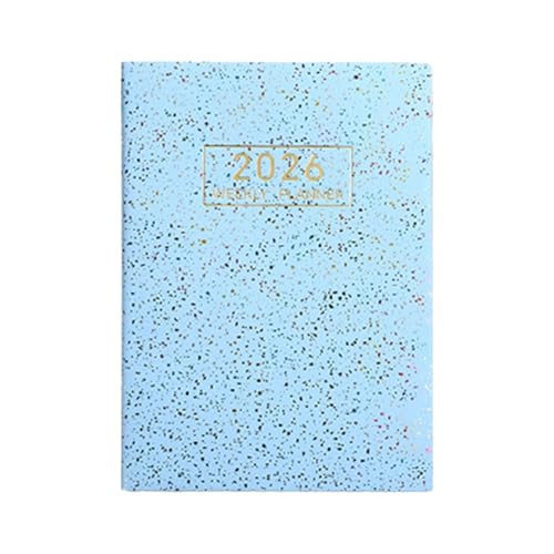 Wochenplaner-Notizbuch 2026, A5, 12-Monatskalender, PU-Einband, Monatsplaner, Notizblock für Studenten, Planung, Tagesplan, Büro, Schulbedarf, Reisen, Zuhause, Organizer (blau) von QianShi