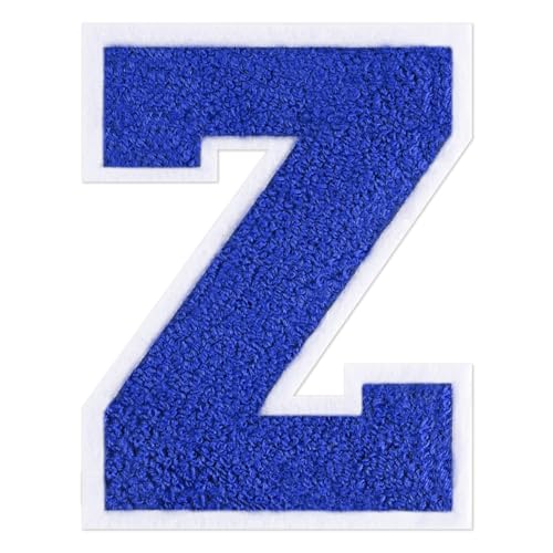 QianSiLi Chenille-Buchstaben zum Aufbügeln für Kleidung, 16,5 cm, bestickt, zum Aufbügeln für Kleidung, Jacke, Hoodie, Varsity (Blau, Z) von QianSiLi