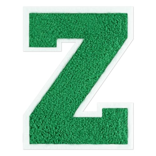 QianSiLi Chenille-Buchstaben zum Aufbügeln für Kleidung, 16,5 cm, bestickt, zum Aufbügeln für Kleidung, Jacke, Hoodie, Varsity (Grün, Z) von QianSiLi