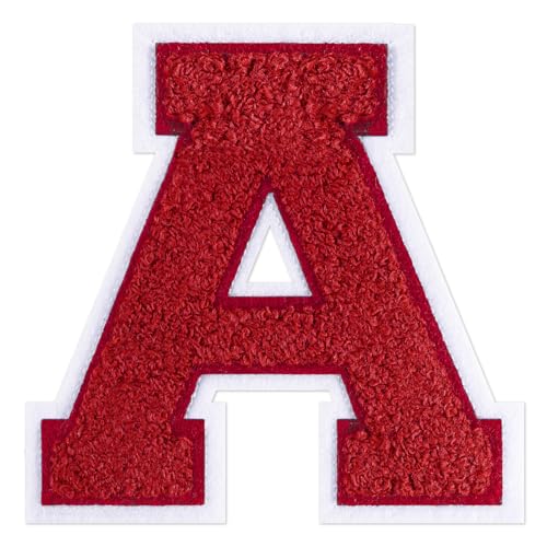QianSiLi Chenille-Buchstaben zum Aufbügeln für Kleidung, 16,5 cm, bestickt, zum Aufbügeln für Kleidung, Jacke, Hoodie, Varsity (Rot, A) von QianSiLi
