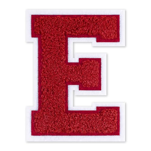 QianSiLi Chenille-Buchstaben zum Aufbügeln für Kleidung, 16,5 cm, bestickt, zum Aufbügeln für Kleidung, Jacke, Hoodie, Varsity (Rot, E) von QianSiLi