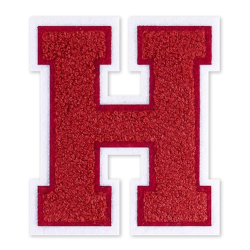 QianSiLi Chenille-Buchstaben zum Aufbügeln für Kleidung, 16,5 cm, bestickt, zum Aufbügeln für Kleidung, Jacke, Hoodie, Varsity (Rot, H) von QianSiLi