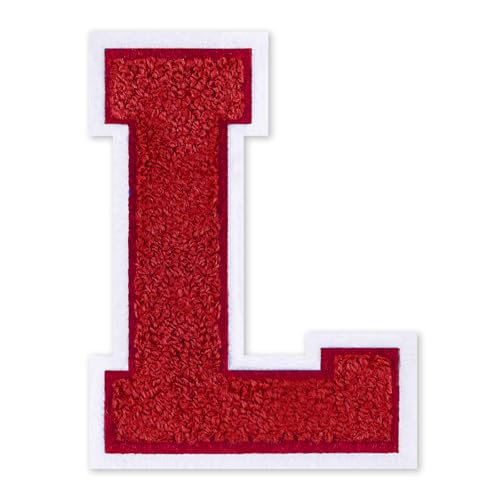 QianSiLi Chenille-Buchstaben zum Aufbügeln für Kleidung, 16,5 cm, bestickt, zum Aufbügeln für Kleidung, Jacke, Hoodie, Varsity (Rot, L) von QianSiLi