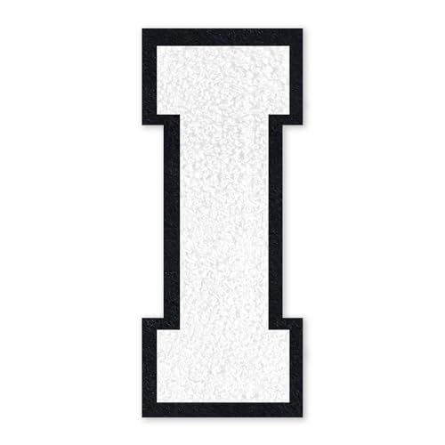 QianSiLi Chenille-Buchstaben zum Aufbügeln für Kleidung, 16,5 cm, bestickt, zum Aufbügeln für Kleidung, Jacke, Hoodie, Varsity (Weiß, I) von QianSiLi
