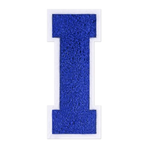 QianSiLi Chenille-Buchstaben zum Aufbügeln für Kleidung, Varsity-Buchstaben, bestickt, zum Aufbügeln für Kleidung, Jacke, Hoodie, Varsity (Blau, I) von QianSiLi