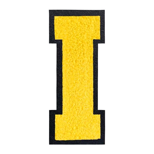 QianSiLi Chenille-Buchstaben zum Aufbügeln für Kleidung, Varsity-Buchstaben, bestickt, zum Aufbügeln für Kleidung, Jacke, Hoodie, Varsity (Gelb, I) von QianSiLi