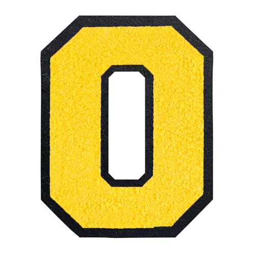 QianSiLi Chenille-Buchstaben zum Aufbügeln für Kleidung, Varsity-Buchstaben, bestickt, zum Aufbügeln für Kleidung, Jacke, Hoodie, Varsity (Gelb, O) von QianSiLi
