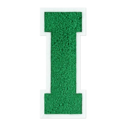 QianSiLi Chenille-Buchstaben zum Aufbügeln für Kleidung, Varsity-Buchstaben, bestickt, zum Aufbügeln für Kleidung, Jacke, Hoodie, Varsity (Grün, I) von QianSiLi