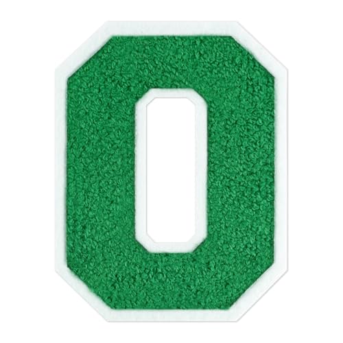 QianSiLi Chenille-Buchstaben zum Aufbügeln für Kleidung, Varsity-Buchstaben, bestickt, zum Aufbügeln für Kleidung, Jacke, Hoodie, Varsity (Grün, O) von QianSiLi