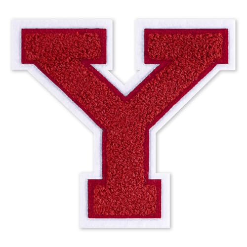 QianSiLi Chenille-Buchstaben zum Aufbügeln für Kleidung, Varsity-Buchstaben, bestickt, zum Aufbügeln für Kleidung, Jacke, Hoodie, Varsity (Rot, Y) von QianSiLi