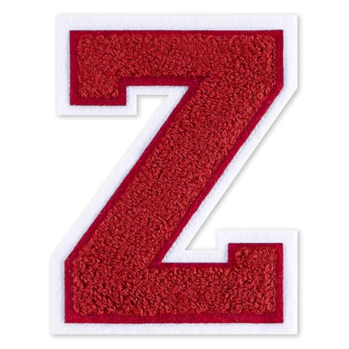 QianSiLi Chenille-Buchstaben zum Aufbügeln für Kleidung, Varsity-Buchstaben, bestickt, zum Aufbügeln für Kleidung, Jacke, Hoodie, Varsity (Rot, Z) von QianSiLi