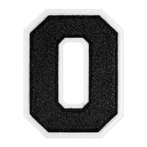 QianSiLi Chenille-Buchstaben zum Aufbügeln für Kleidung, Varsity-Buchstaben, bestickt, zum Aufbügeln für Kleidung, Jacke, Hoodie, Varsity (Schwarz, O) von QianSiLi