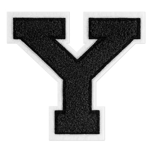 QianSiLi Chenille-Buchstaben zum Aufbügeln für Kleidung, Varsity-Buchstaben, bestickt, zum Aufbügeln für Kleidung, Jacke, Hoodie, Varsity (Schwarz, Y) von QianSiLi