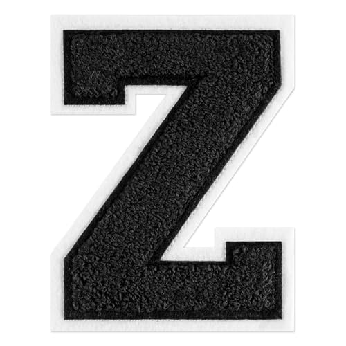 QianSiLi Chenille-Buchstaben zum Aufbügeln für Kleidung, Varsity-Buchstaben, bestickt, zum Aufbügeln für Kleidung, Jacke, Hoodie, Varsity (Schwarz, Z) von QianSiLi