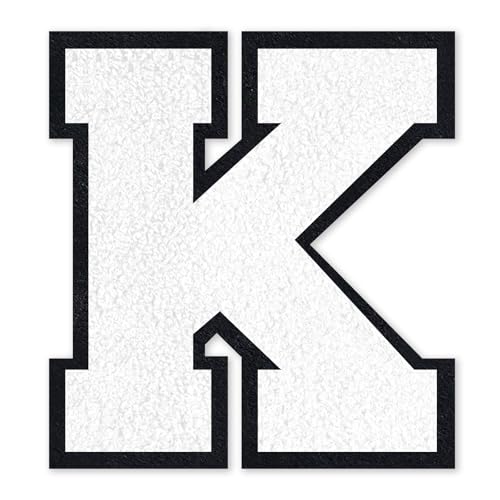 QianSiLi Chenille-Buchstaben zum Aufbügeln für Kleidung, Varsity-Buchstaben, bestickt, zum Aufbügeln für Kleidung, Jacke, Hoodie, Varsity (Weiß, K) von QianSiLi