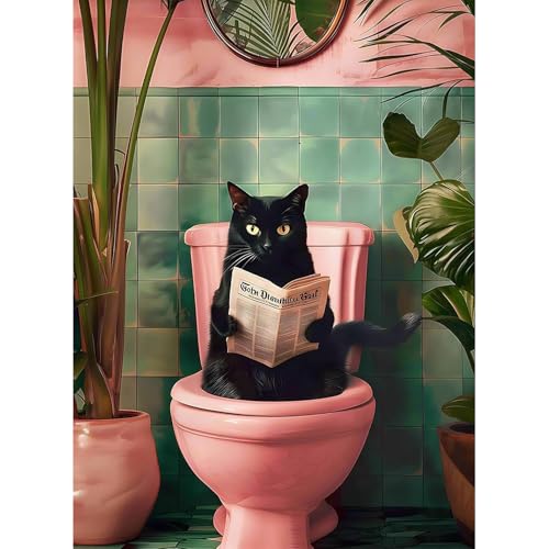Qianbaiuk Diamond Painting Katze,Diamond Painting Erwachsene schwarze Katze,Diamant Painting Kits für Geschenk und Home Wand Dekor(12x16 Zoll) von Qianbaiuk