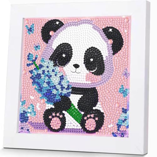 Qianbaiuk Diamond Painting Kinder mit Holzrahmen-Diamond Painting Tiere Kinder DIY Mosaikherstellung Basteln Mädchen Junge Geschenk und Home Wand Dekor (7x7 Zoll) von Qianbaiuk