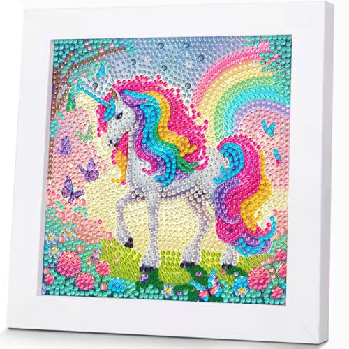 Qianbaiuk Diamond Painting Kinder mit Holzrahmen-Diamond Painting Tiere Kinder DIY Mosaikherstellung Basteln Mädchen Junge Geschenk und Home Wand Dekor (7x7 Zoll) von Qianbaiuk