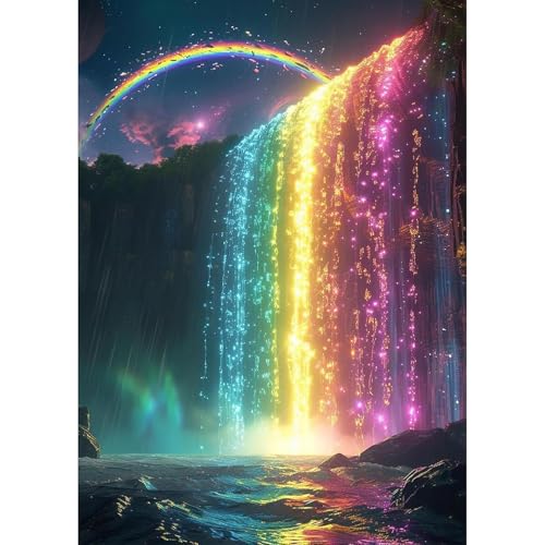 Qianbaiuk Farbe Wasserfall Diamond Painting Erwachsene- Landschafts Diamond Painting,Diamant Painting Kits für Geschenk und Home Wand Dekoratione(12x16 Zoll) von Qianbaiuk