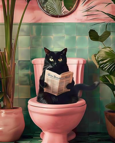 Qianbaiuk Malen Nach Zahlen Erwachsene Katze-Malen Nach Zahlen Erwachsene schwarze Katze DIY Acrylpigment für Art Home Decor(16x20 Zoll) von Qianbaiuk