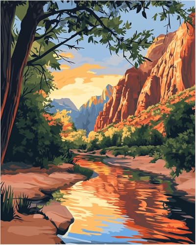 Qianbaiuk Malen Nach Zahlen Erwachsene Landschafts Malen Nach Zahlen Erwachsene DIY Acrylpigment für Art Home Decor(16x20 Zoll) von Qianbaiuk