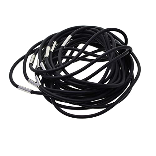 Qianly 10 Stück 3 Mm Schwarze Gummikordel Seil Halskettenkette mit Kupfersteckverschluss, Schwarz, 45 cm Qianly 10 Stück 3 Mm Schwarze Gummikordel Seil Halskettenkette mit Kupfersteckverschluss, Schwarz, 45 cm von Qianly