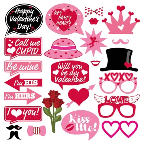 Qianly 25pcs/Set Valentinstag Foto Requisiten Happy Valentines Day Photobooth Accessoires für Games Prom Engagement Bridal Party Qianly 25pcs/Set Valentinstag Foto Requisiten Happy Valentines Day Photobooth Accessoires für Games Prom Engagement Bridal Party von Qianly