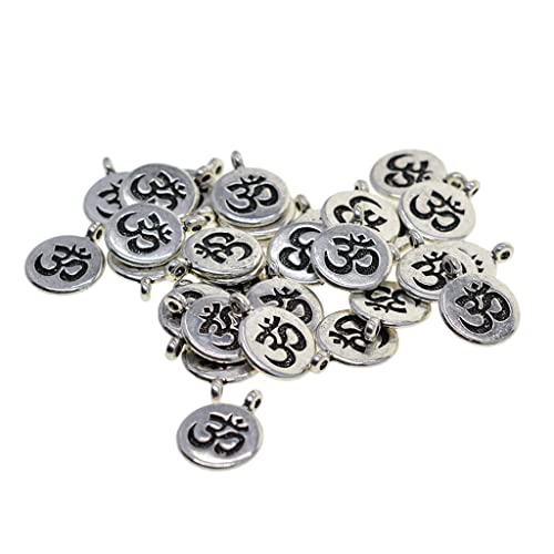 Qianly 30 Tibetische Lotusblume Charms Anhänger Anhänger für DIY Halskette Armband Ohrring Schmuherstellung, OM, 18 x 15 mm von Qianly
