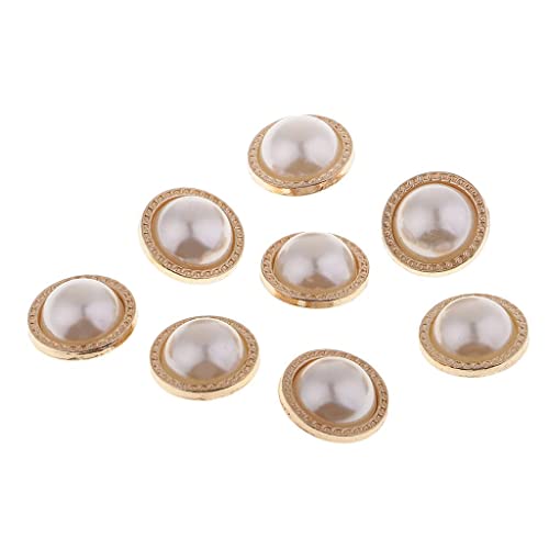 Qianly 8 Stück Faux Pearl Ösenknöpfe 16 Mm Kuppel Hochzeit Kostüm Nähen Handwerk, Gold von Qianly