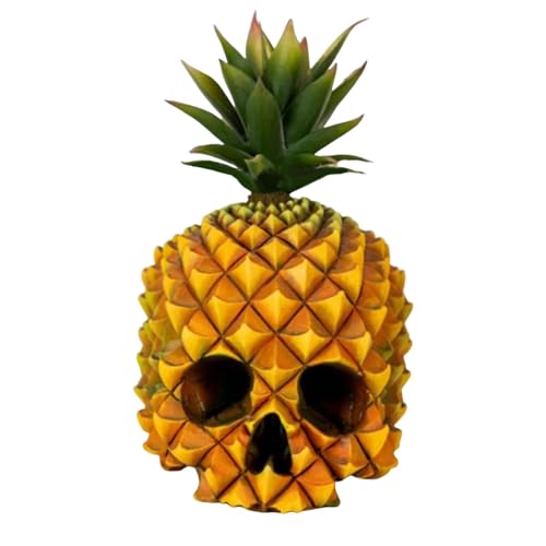 Qianly Ananas-Figur, Kunstharz, modern, 16 x 15 x 9,5 cm, Halloween-Dekoration, Tischdekoration für Hotel, Bar, Café, Büro, Display von Qianly